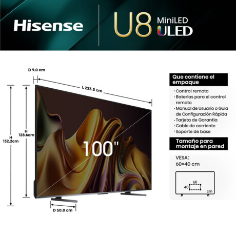 Smart TV Hisense 100 MiniLED (144 Hz) Serie U8K 100U8K