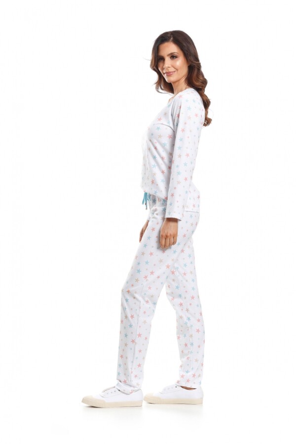 25167 Pijama Manga Larga Escote V Blanco