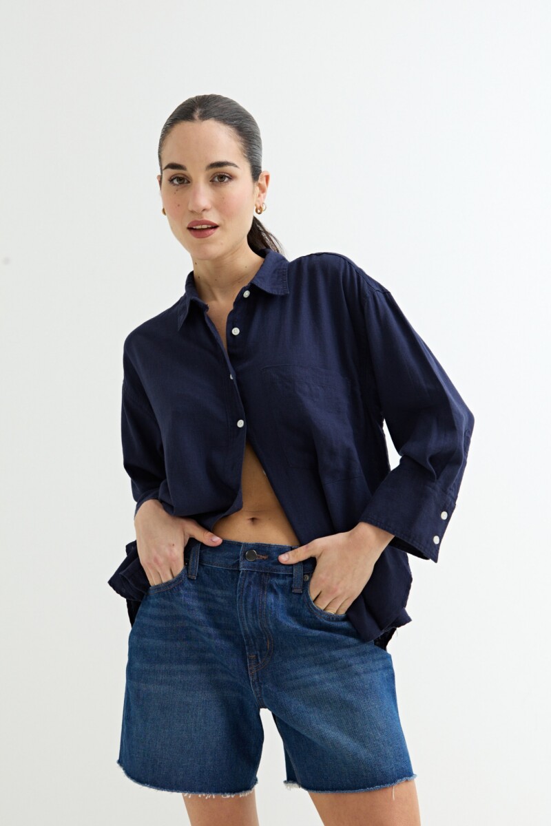 Camisa lisa rustica - Azul marino 