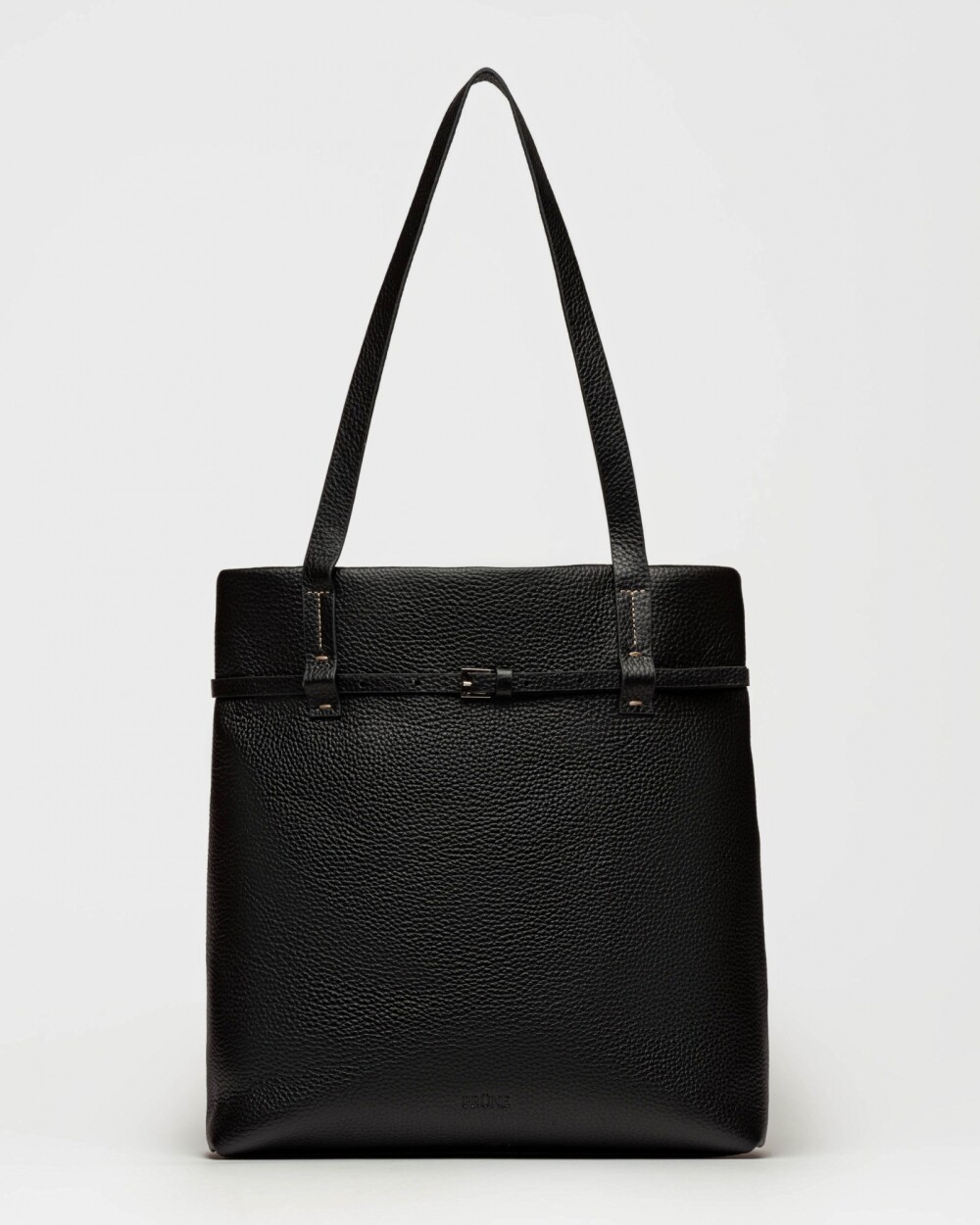 Shopper Bay en cuero graneado Negro