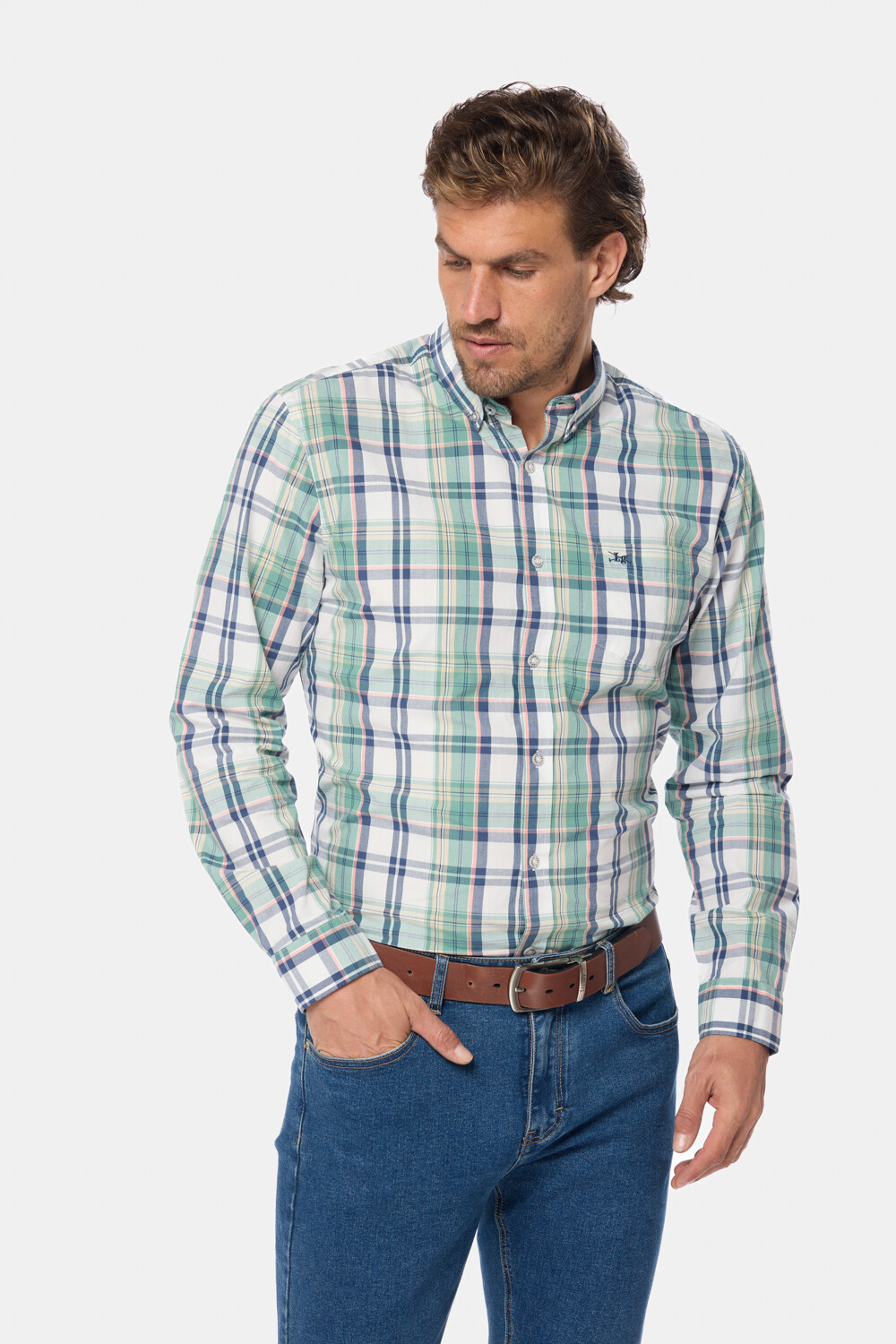 CAMISA A CUADROS Coral