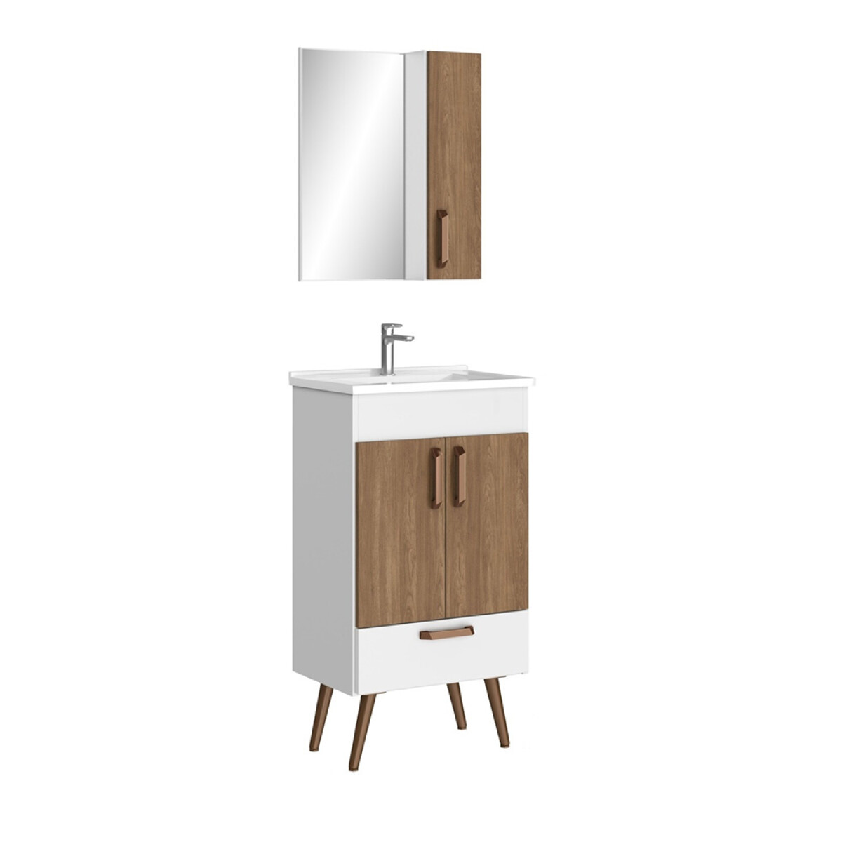 Conj. Baño Malaga 50cm Bco/carvalho C/pe 