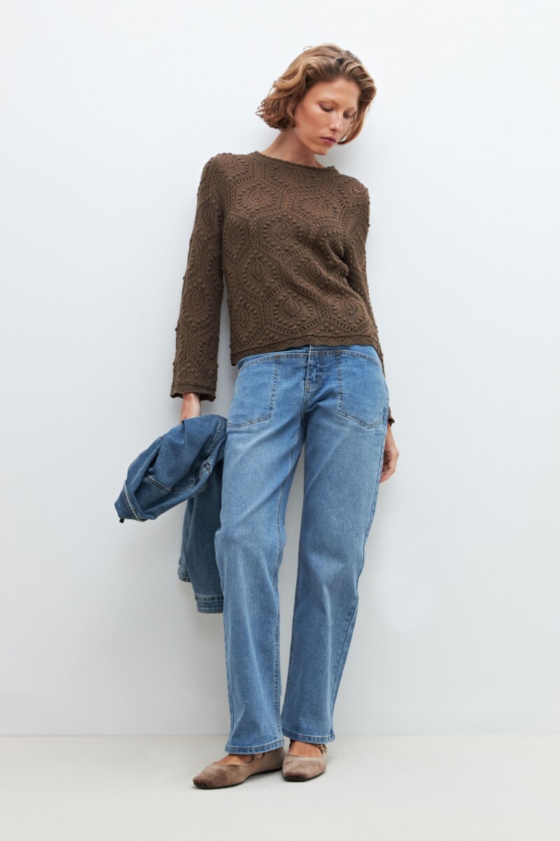 Sweater calado - verde oliva 