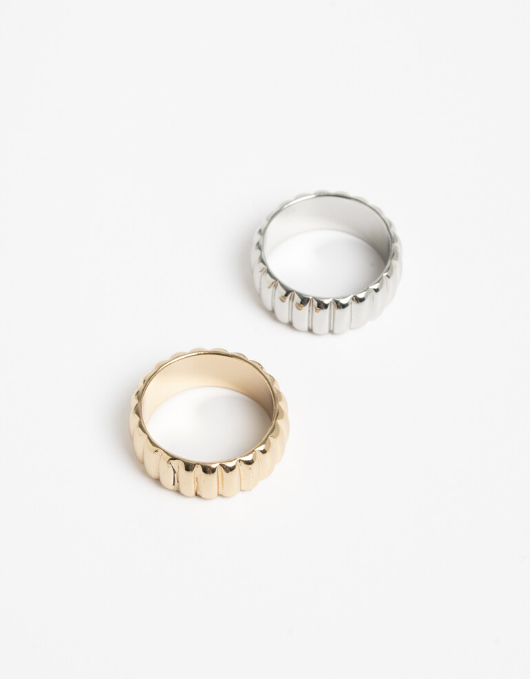 Sets Anillos Metal Set De Anillos Biplating - Dorado
