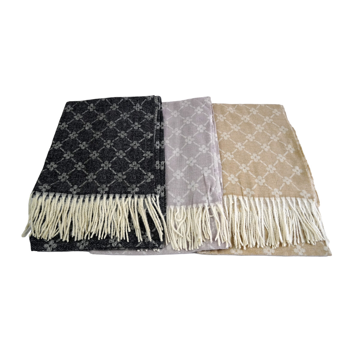 BUFANDA LANILLA C/FLECOS DISEÑO FLORES 35899 Q60 