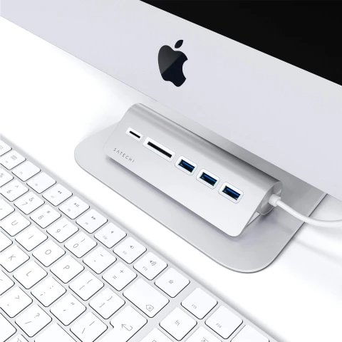 Satechi HUB 5 en 1 USB-C USB-A Card reader Silver Satechi HUB 5 en 1 USB-C USB-A Card reader Silver