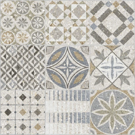 Porcelanato Patchwork Rustico Mate 60X60Cm Piso GAMAS DE BEIGE
