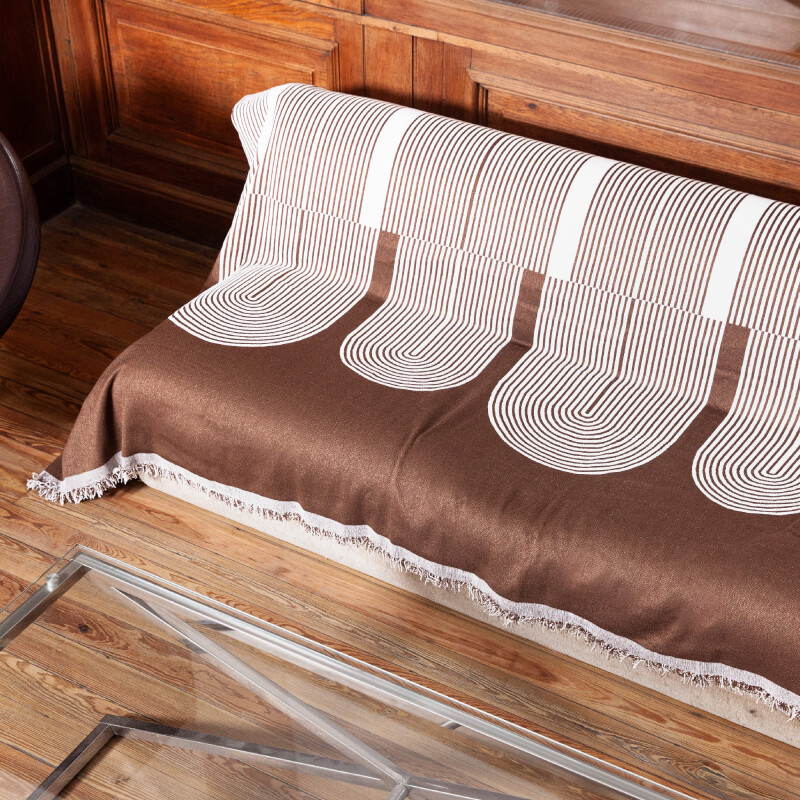 Manta para sillón y cama con diseños semicírculo marrón 180 x 230 cm