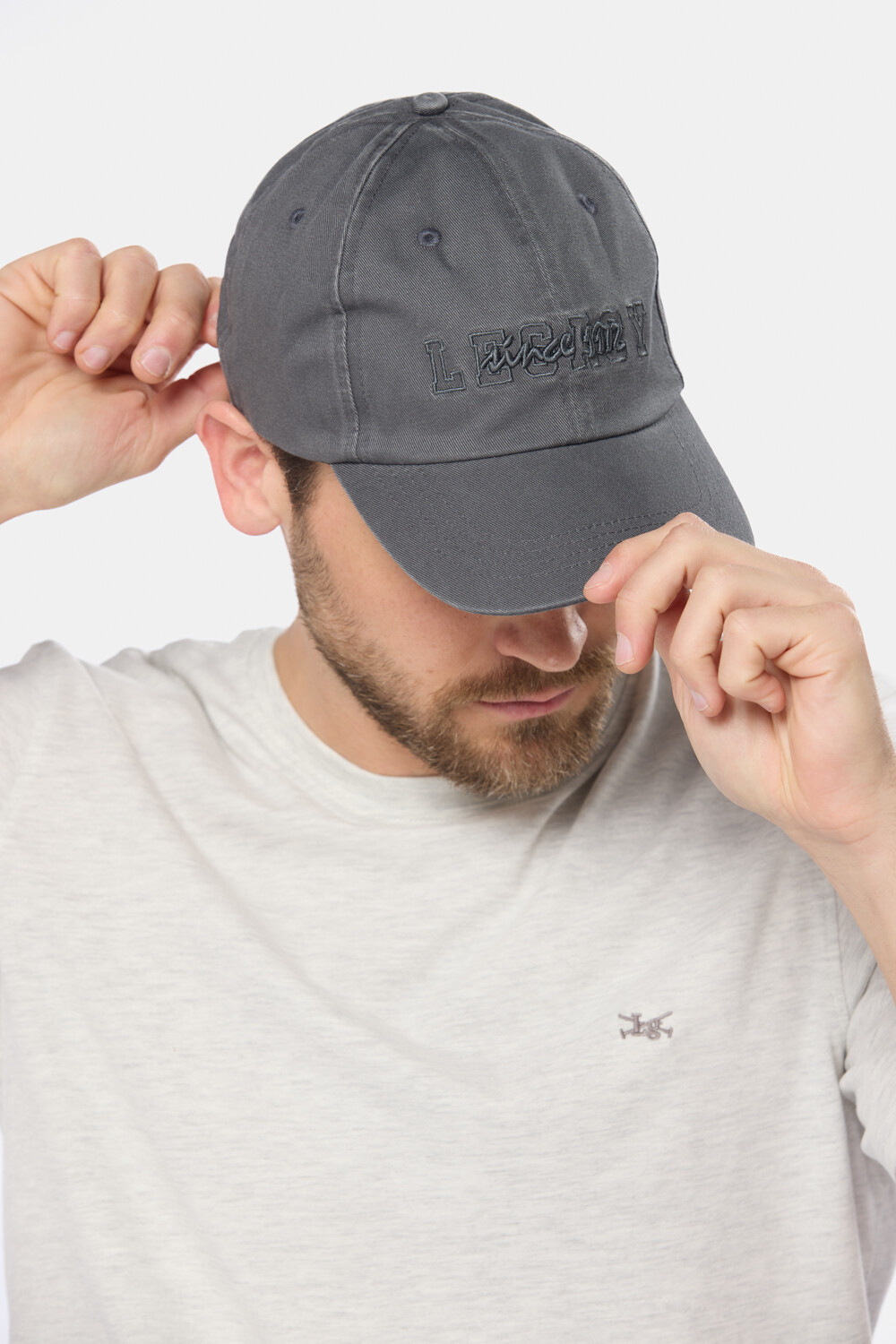 GORRO VISERA DE LONA BORDADO Gris