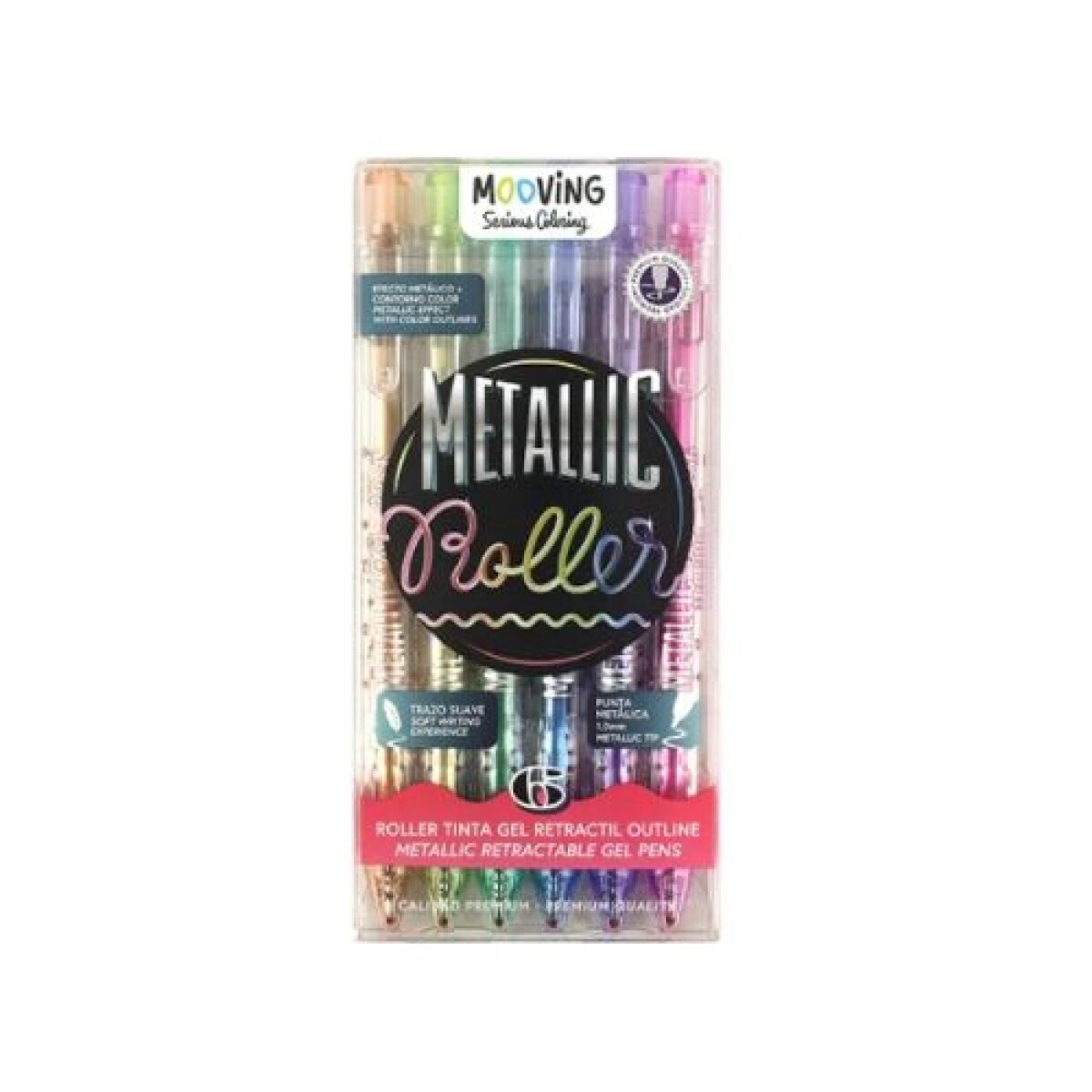 Lapicera Roller Outliner retractil Mooving caja x6 - Lapicera Roller Outliner Retractil Mooving Caja X6 