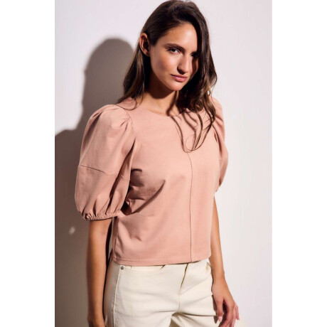 Remera Algodón Manga Globo Rosa