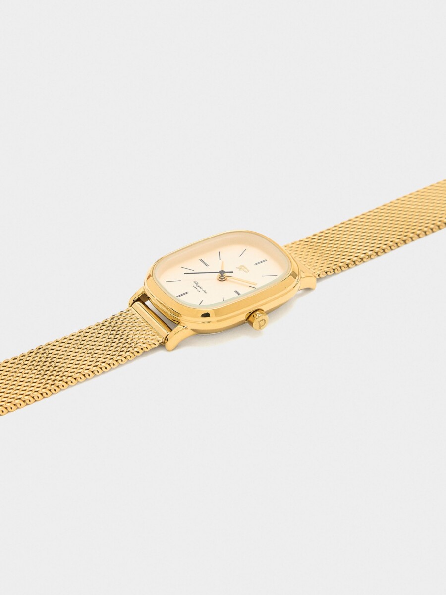 Reloj De Malla Metálica De Acero Inoxidable dorado