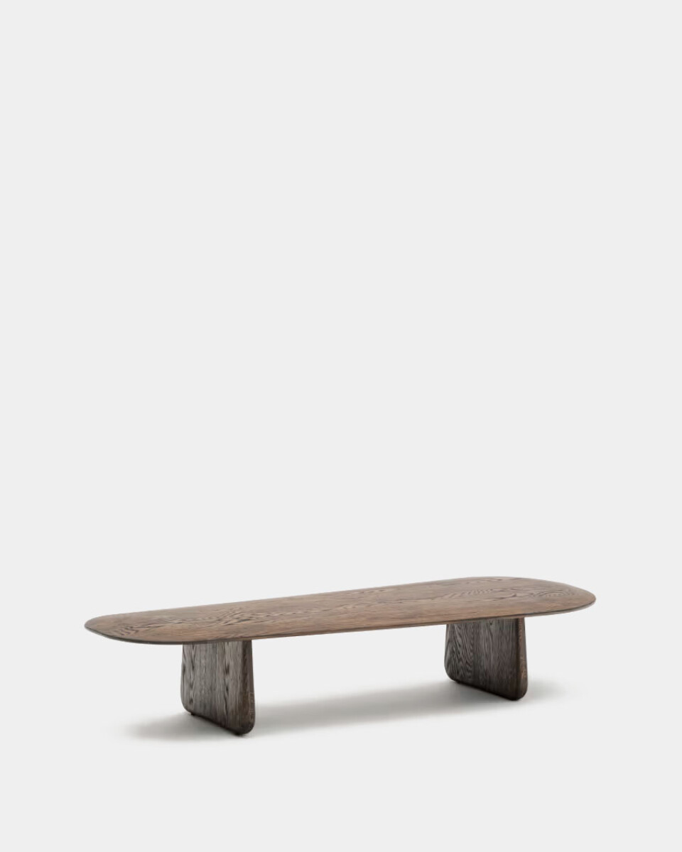 Mesa de centro Pirita de madera maciza de roble con - acabado oscuro 146 x 56,5 cm 