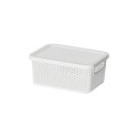 CAJA CESTO ORGANIZADOR SIMIL RATTAN 18X13X8CM Blanco