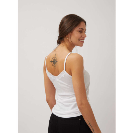 Musculosa con puntilla Blanco