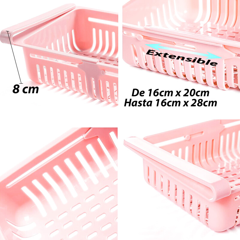 Cajón Organizador Plástico para Heladera Rosa