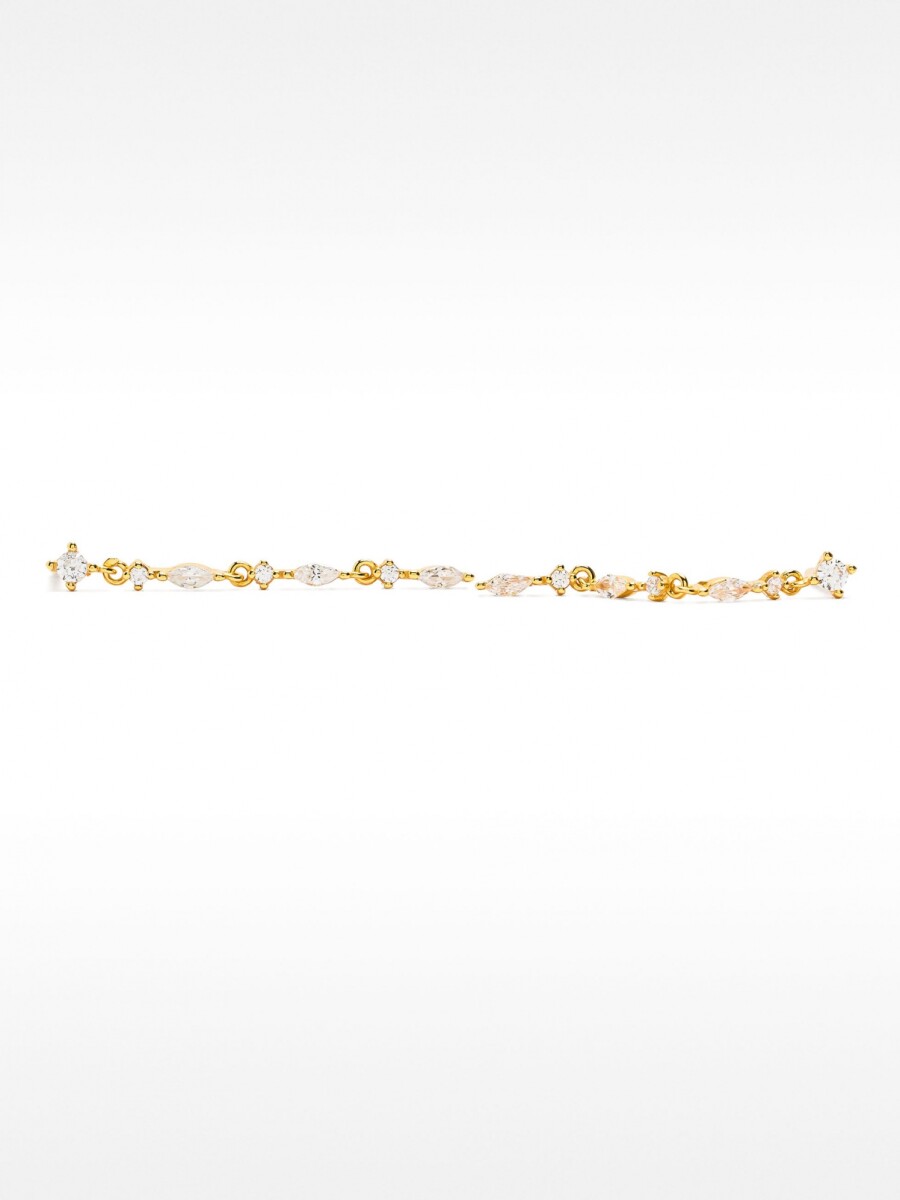 Pendientes Con Circonitas Y Perlas - Plata De Ley 925 dorado