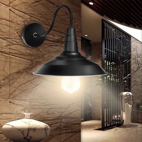 Lampara Farol Campana De Pared Vintage Retro Negro