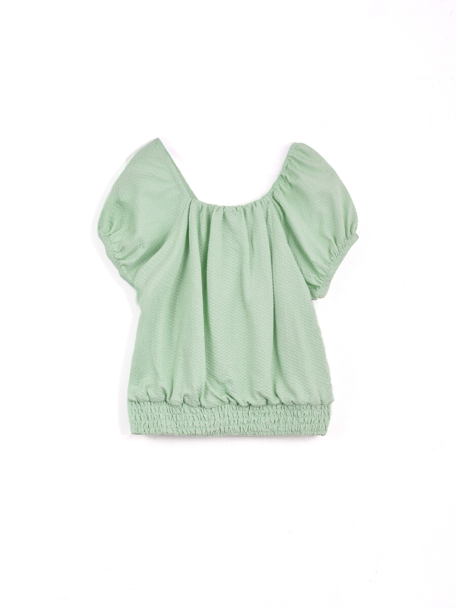 CONJUNTO BLUSA Y SHORT POLLERA - VERDE CLARO 