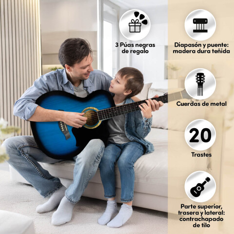 Guitarra Electroacústica para Diestros con Funda Color Azul Guitarra Electroacústica para Diestros con Funda Color Azul