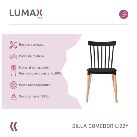 Silla Lizzy Lumax de comedor Super resistente Negro