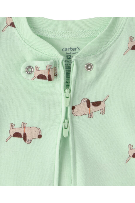 Pijama enterito de algodón, verde, diseño perros. Talles 12-24M Pijama enterito de algodón, verde, diseño perros. Talles 12-24M