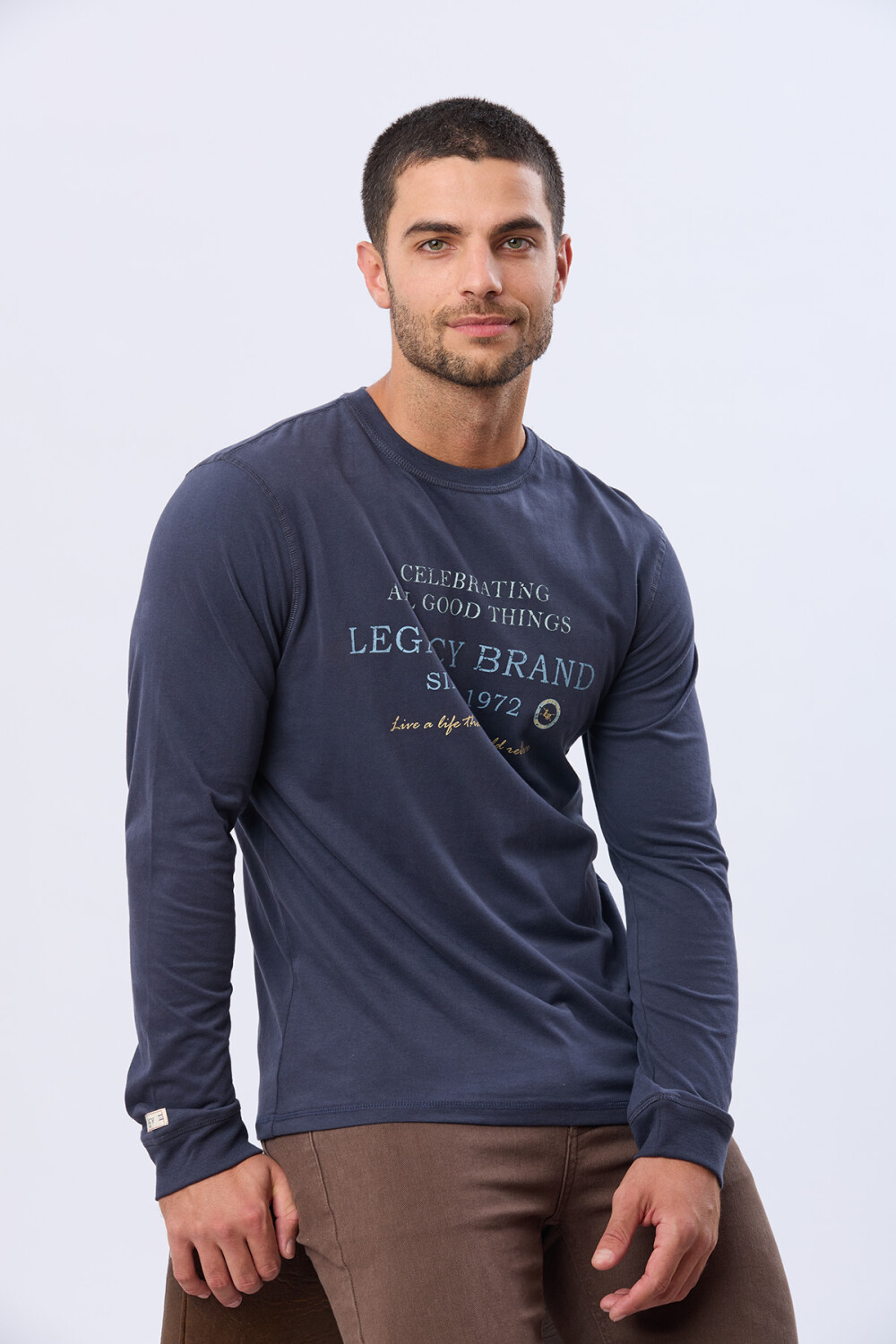 REMERA ESTAMPADA DE ALGODÓN AZUL