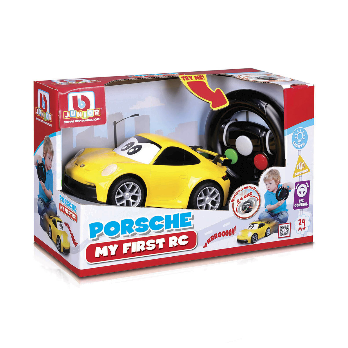 Bburago Jr Auto con Control Remoto Porsche con Luz y Sonido 