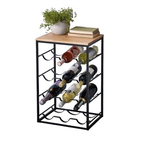 Botellero De Pie Para 12 Botellas 29X28X64Cm Ub MARRON-NEGRO