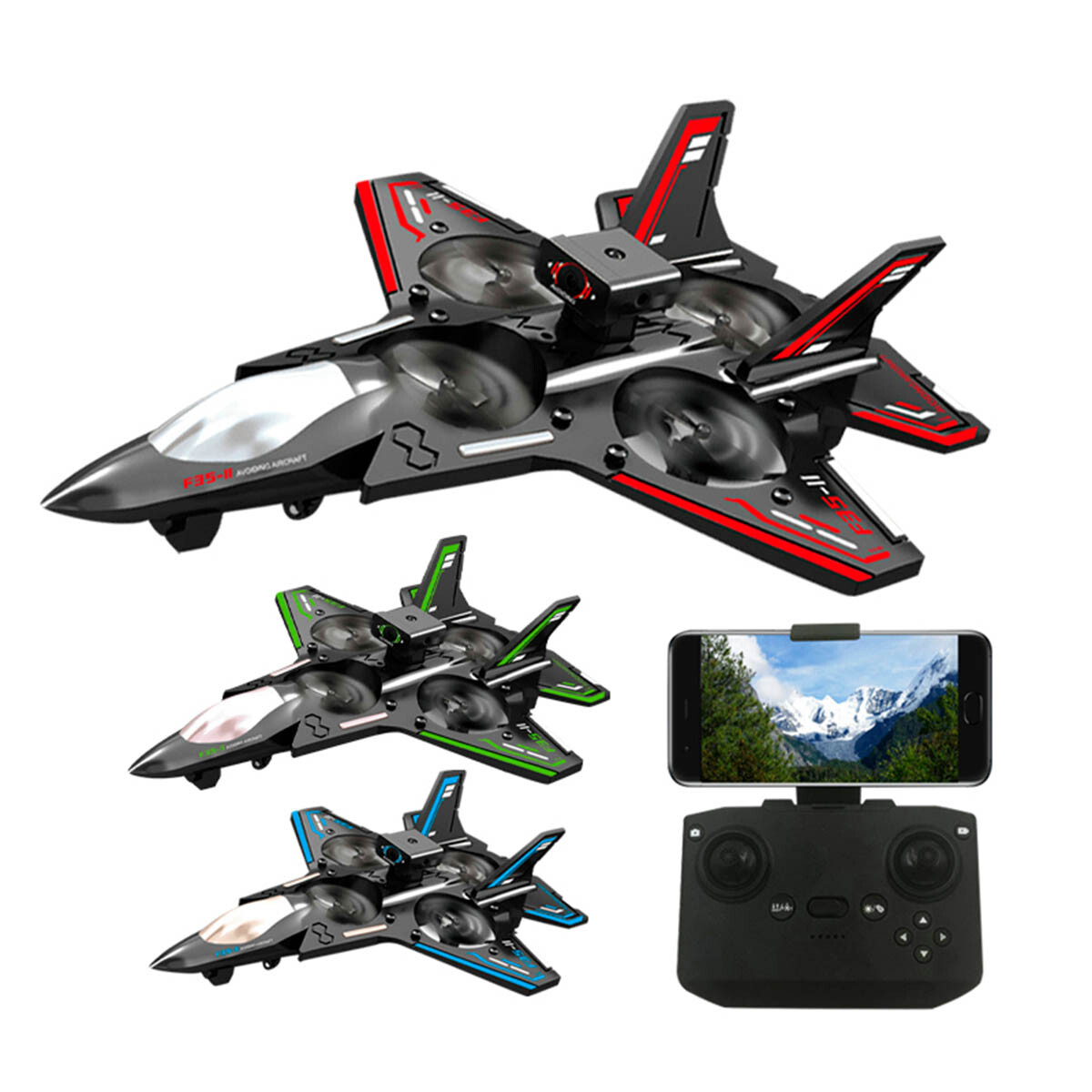 Avión Drone Jet Combate C/remoto Cámara Y 360° Luces 