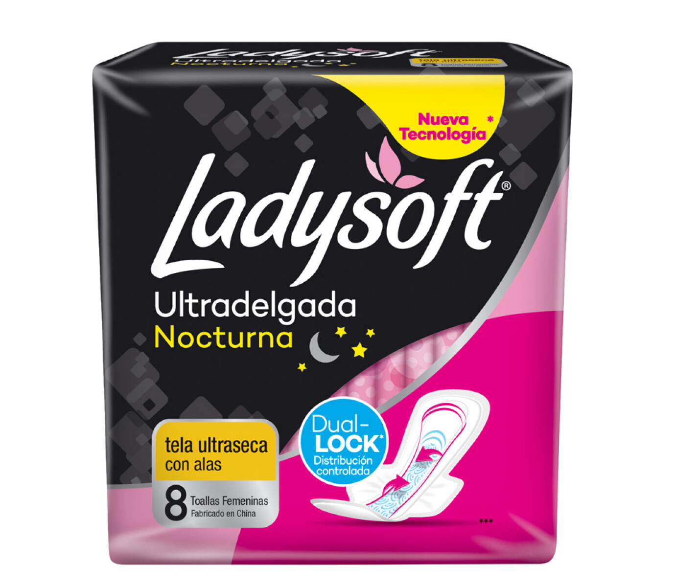 Toallas Femeninas Ladysoft Ultra Delgadas Nocturnas 8 Uds. 
