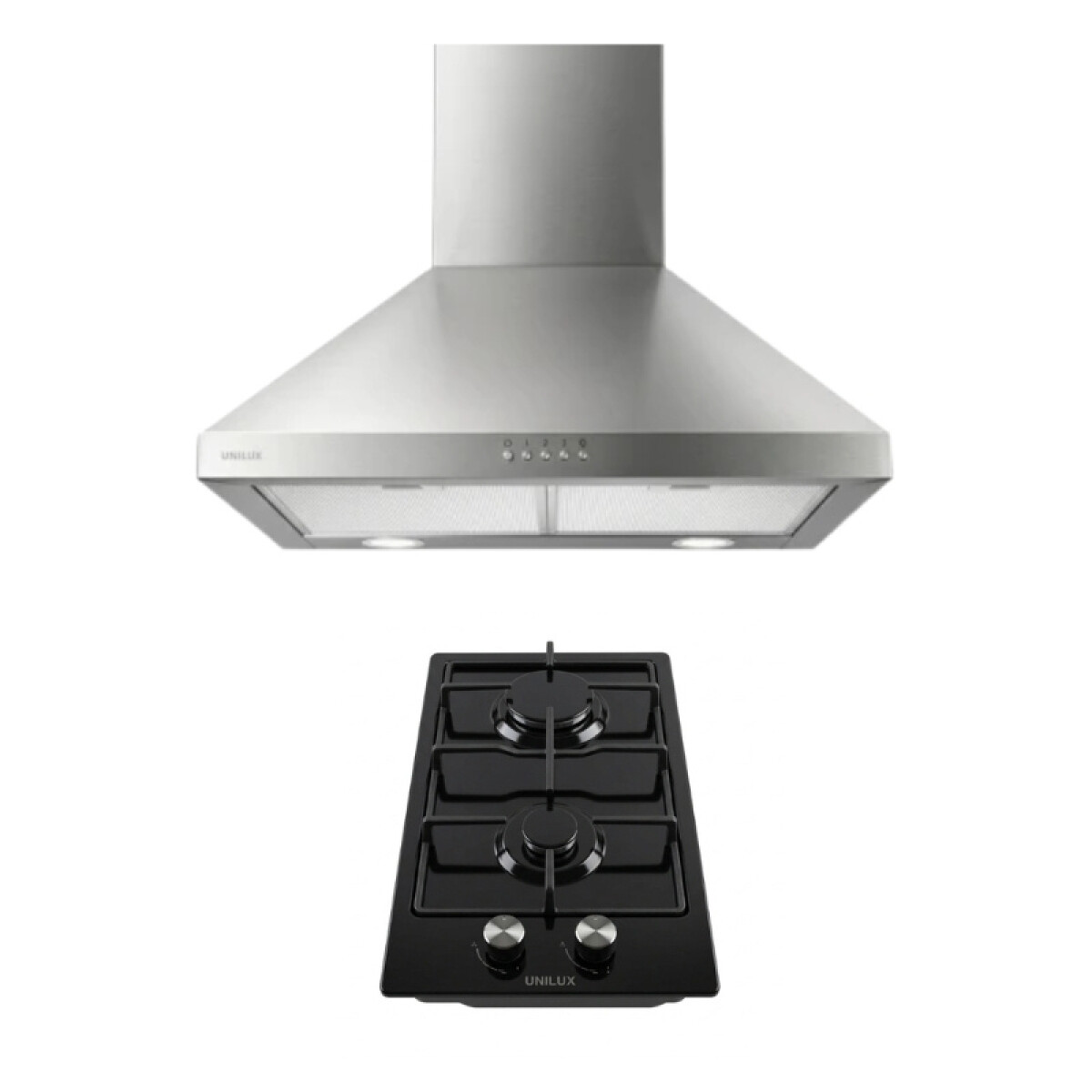 Pack De Campana Extractora Aeris 60CM + Anafe A Gas Vulcano Duo 2 Negro 