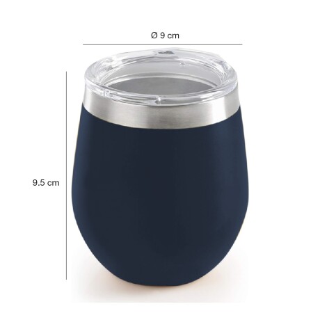 Mate Acero Inox c/ Tapa Vaso Térmico Bebidas Frías Calientes Azul Oscuro