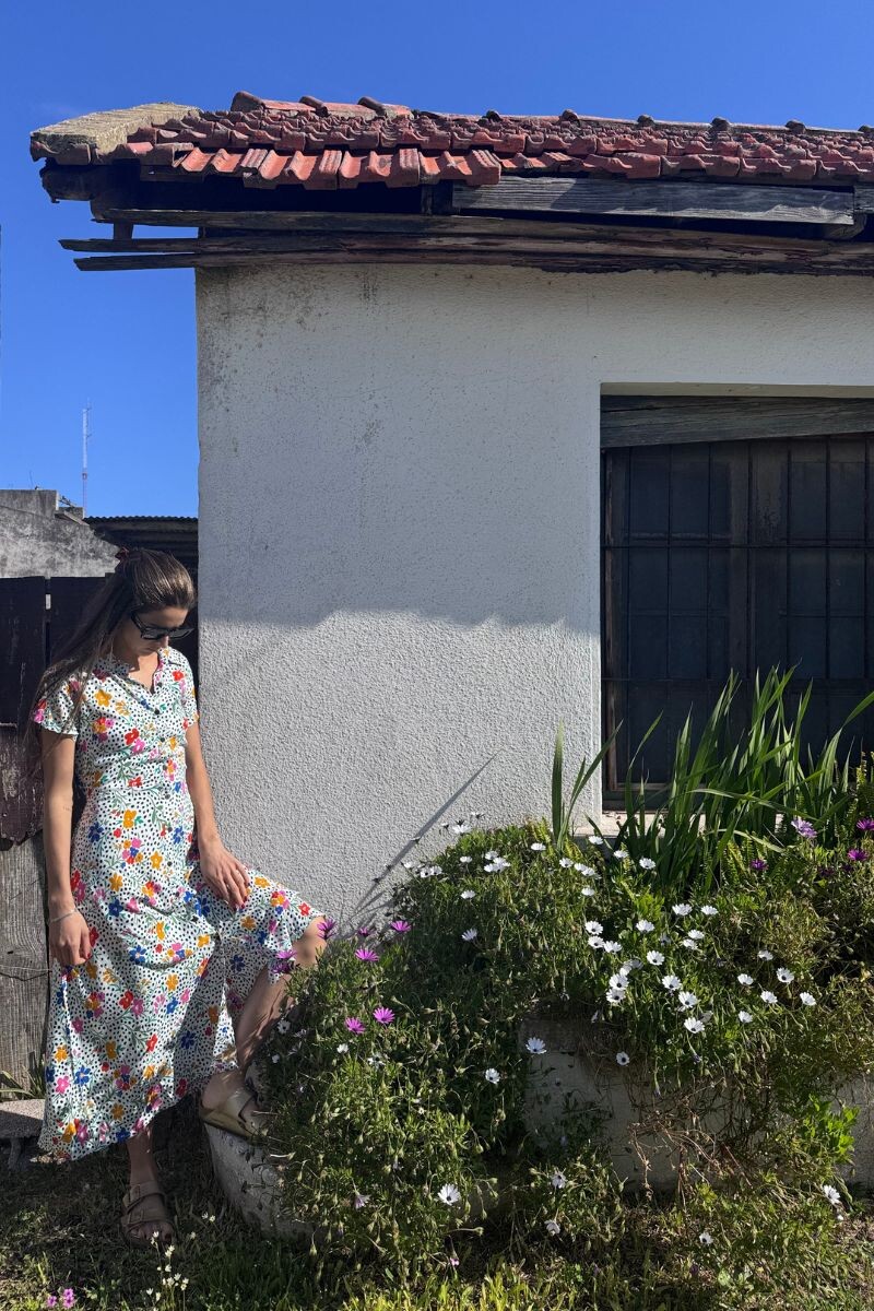 Vestido camisero largo Flores