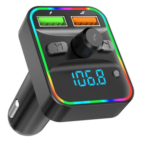 Transmisor Fm Receptor Para Auto USB RGB Bluetooth Cargador Transmisor Fm Receptor Para Auto USB RGB Bluetooth Cargador