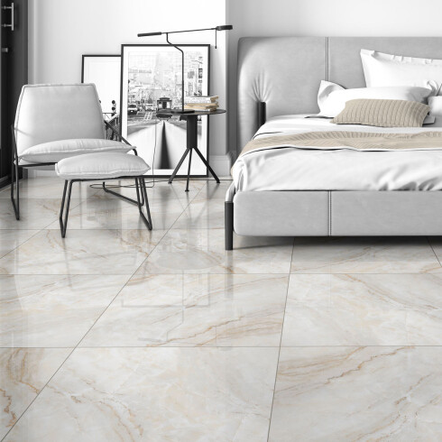 Cerámica beige carrara Brillo 60x60Cm piso GAMAS DE BEIGE