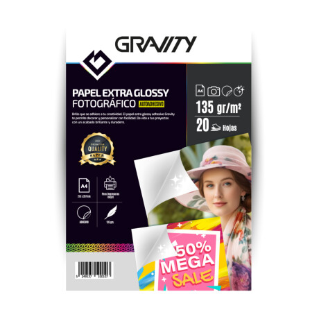 Papel Fotográfico Gravity A4 Autoadhesivo Glossy 135gr x 20u Papel Fotográfico Gravity A4 Autoadhesivo Glossy 135gr x 20u