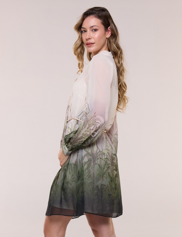 Vestido Gasa Print Lazo CRUDO/MULTI
