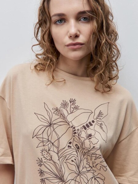T-SHIRT D.CASSIN MECA M.C FLOR BEIGE