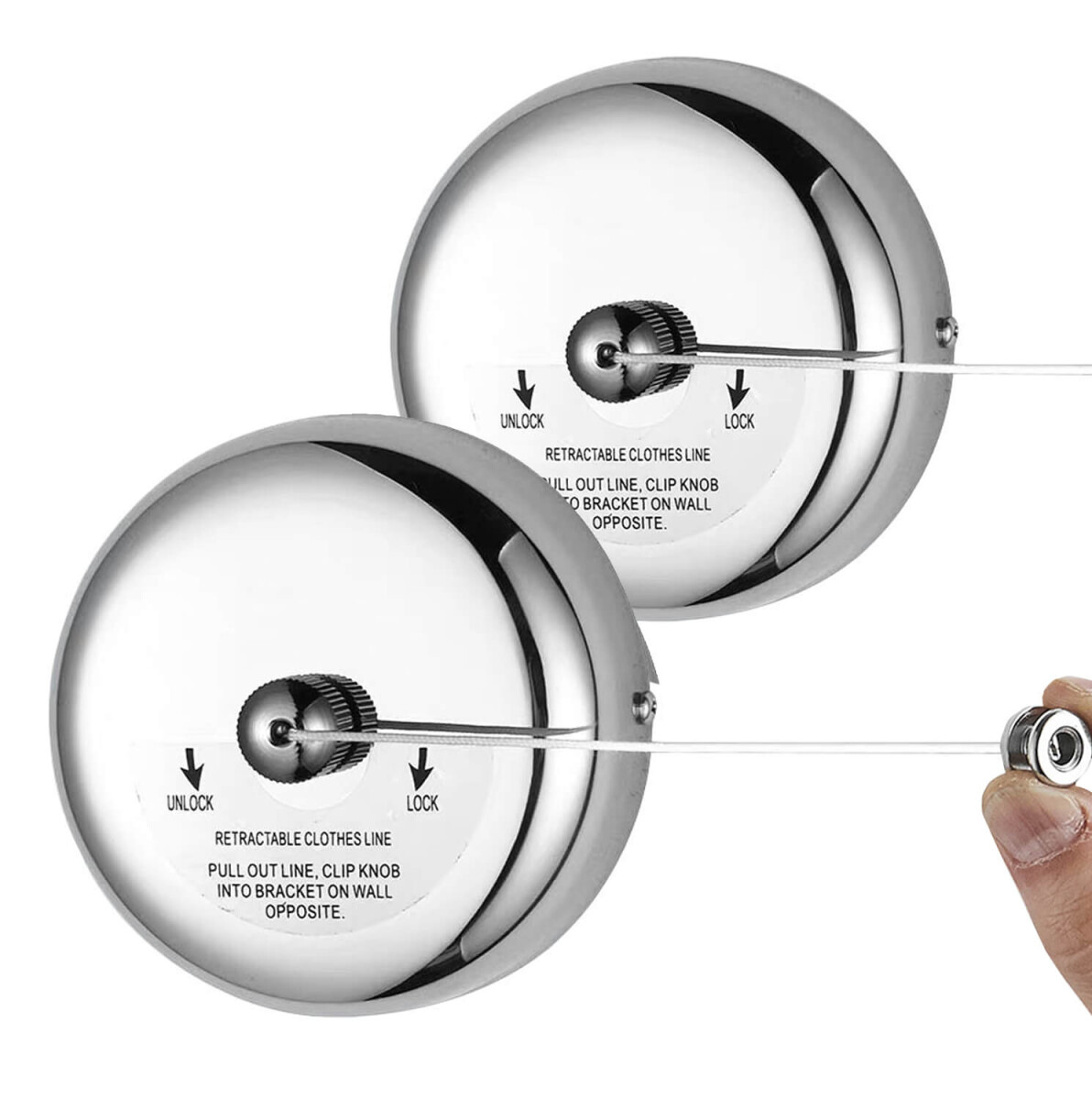 Tendedero Ropa Soga Linea 2,8 Metros Tender Pared Retractil Imback Color Plateado 