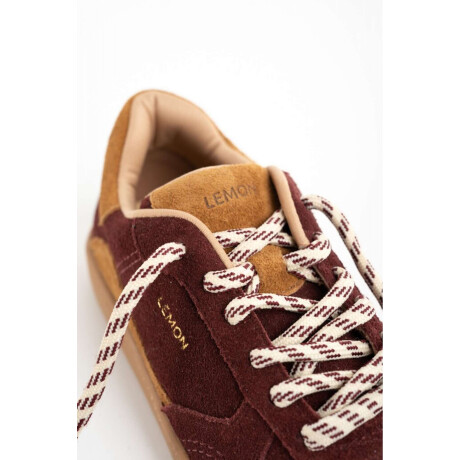 Zapatilla Gamuza Combinada Burdeos