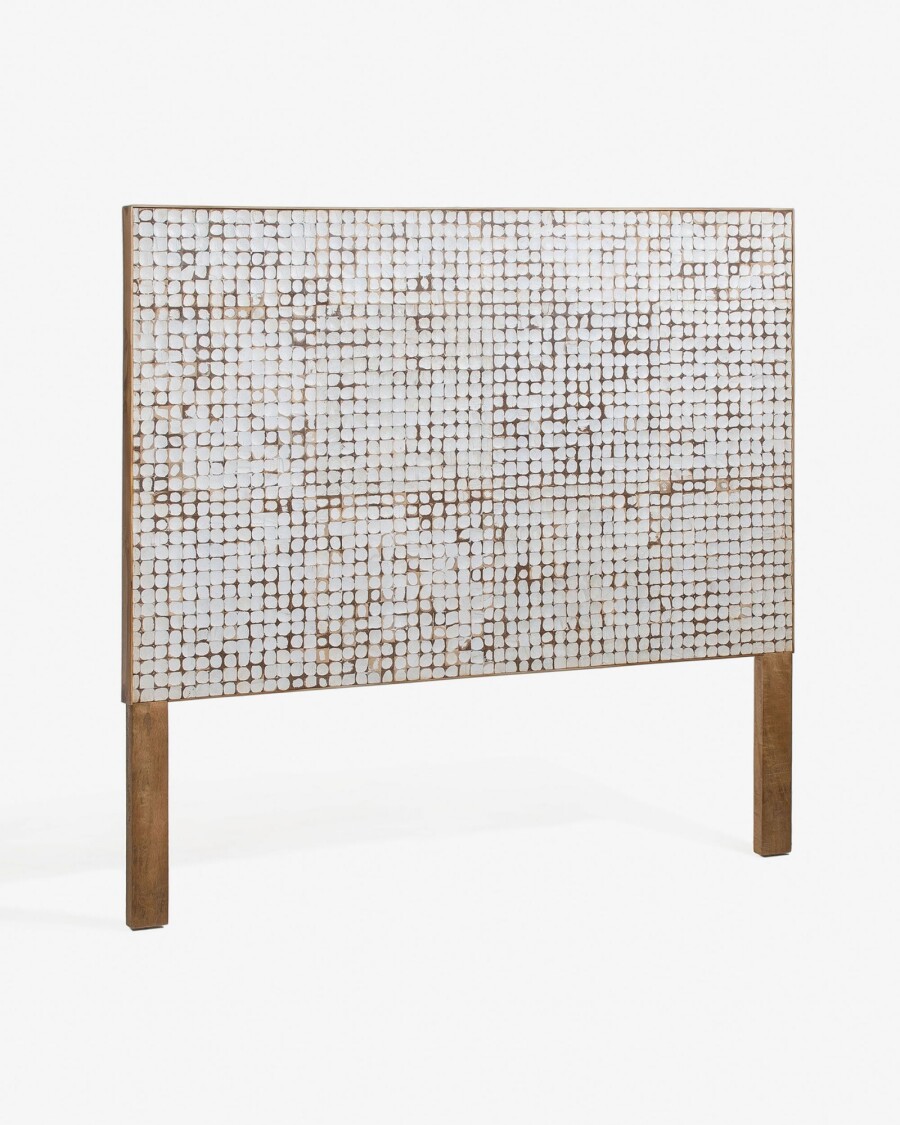 Cabecero Kron de madera maciza de mango y cáscaras de coco 174 x 135 cm Cabecero Kron de madera maciza de mango y cáscaras de coco 174 x 135 cm