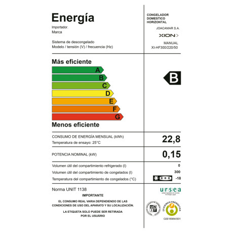 freezer horizontal xion 300 litros WHITE