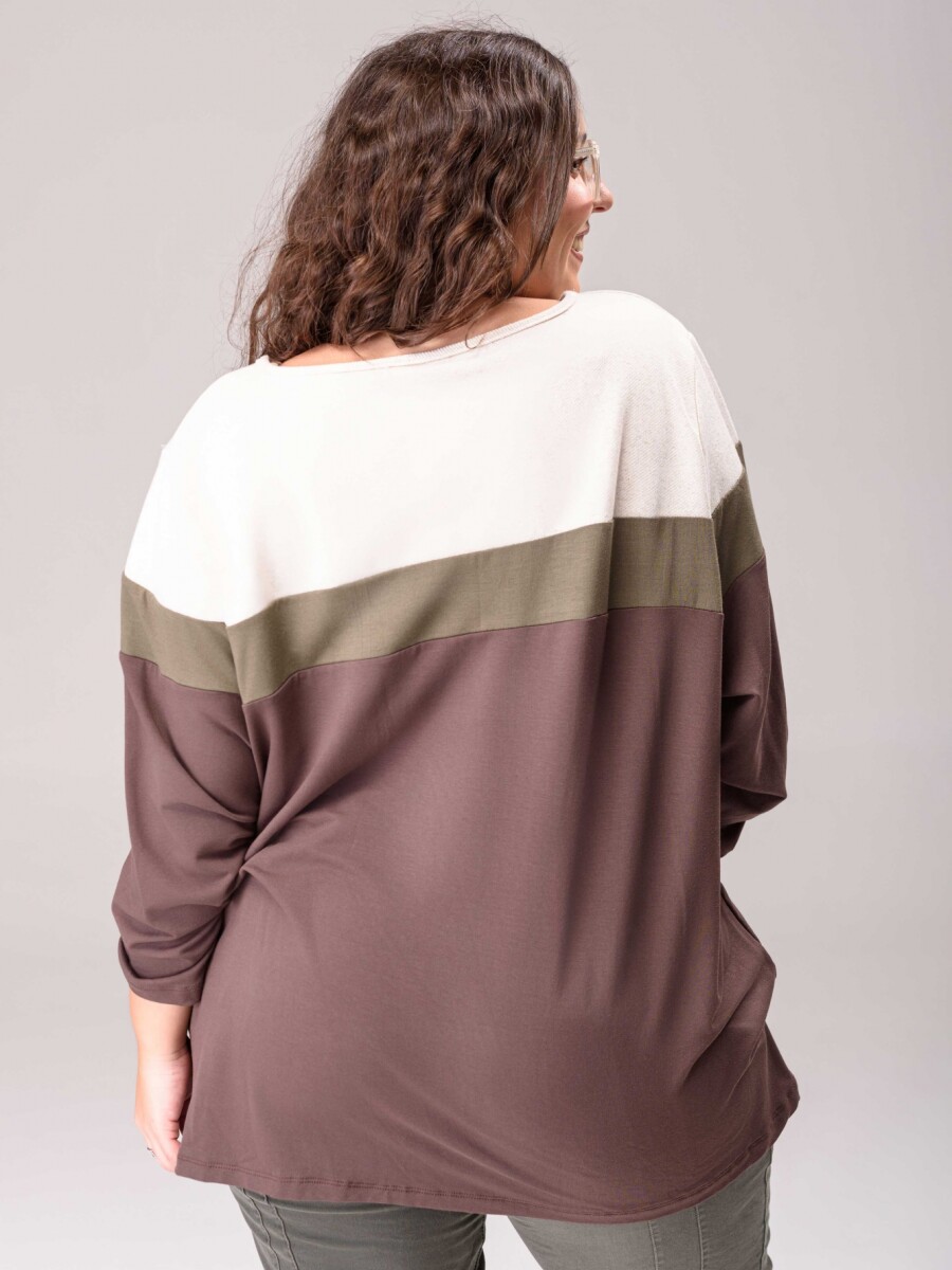Remera cierre Beige |verde| chocolate