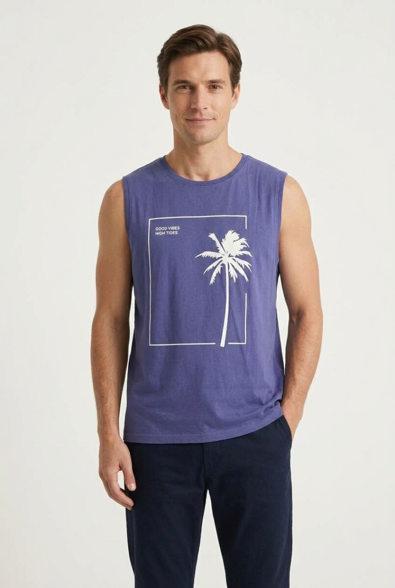 Musculosa estampada Good Vibes - Azul marino 