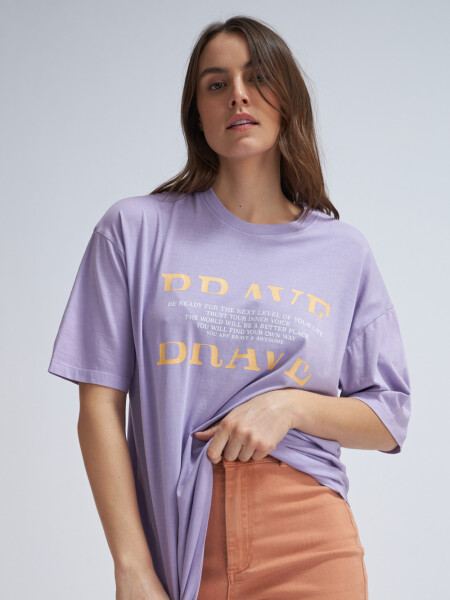 Camiseta larga manga corta estampada Lavanda