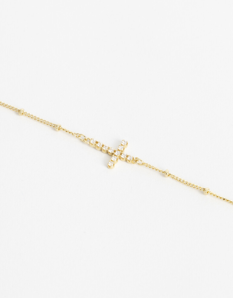 Pulseras Flexibles Cubic zirconia Collar Con Dije De La Línea Delicates. - Dorado
