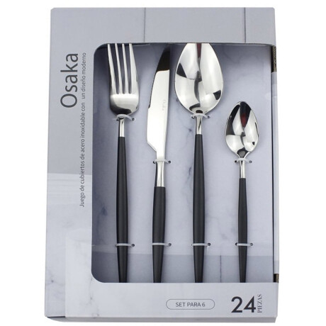 Set de 24 Cubiertos Selecta Osaka Plateado/Negro Set de 24 Cubiertos Selecta Osaka Plateado/Negro
