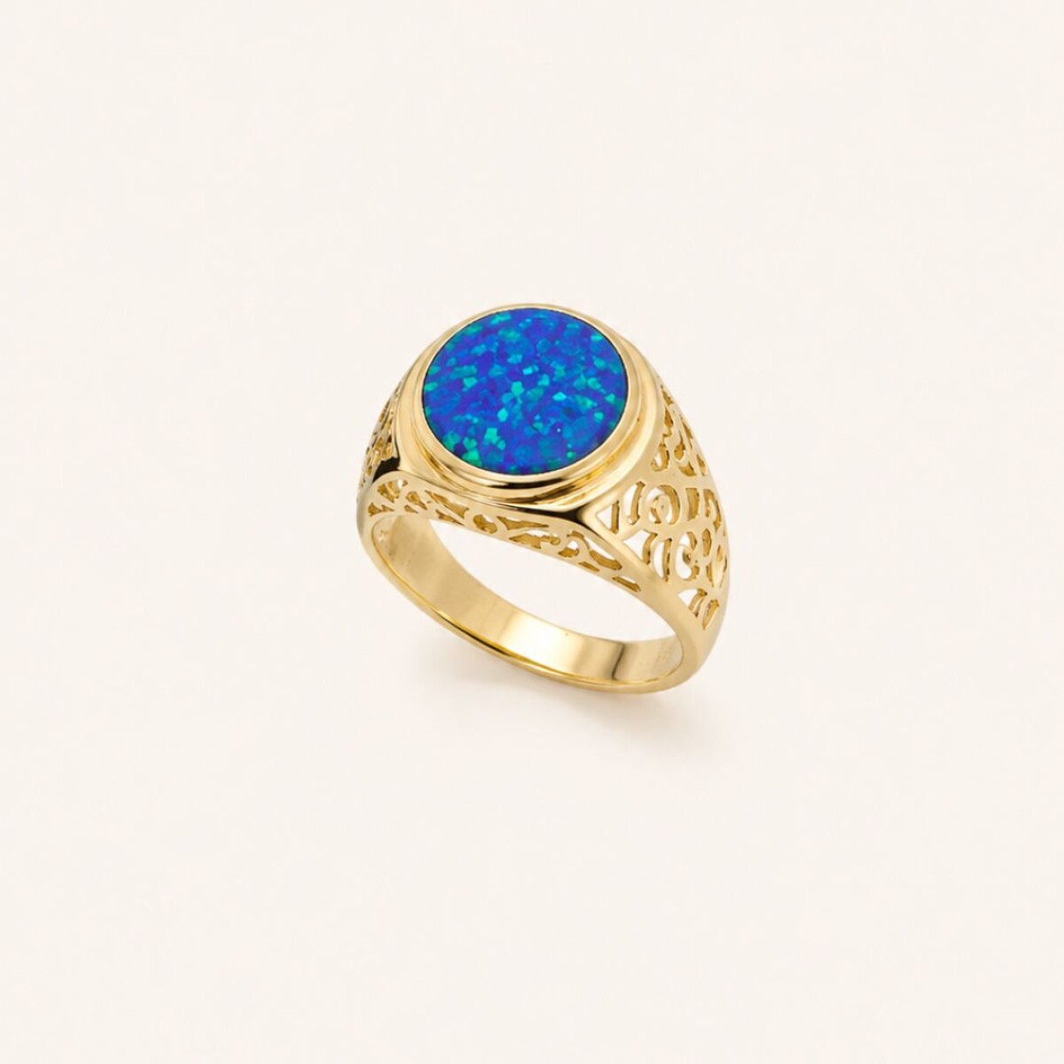 Anillos Sello Ópalo - Plata y Baño 