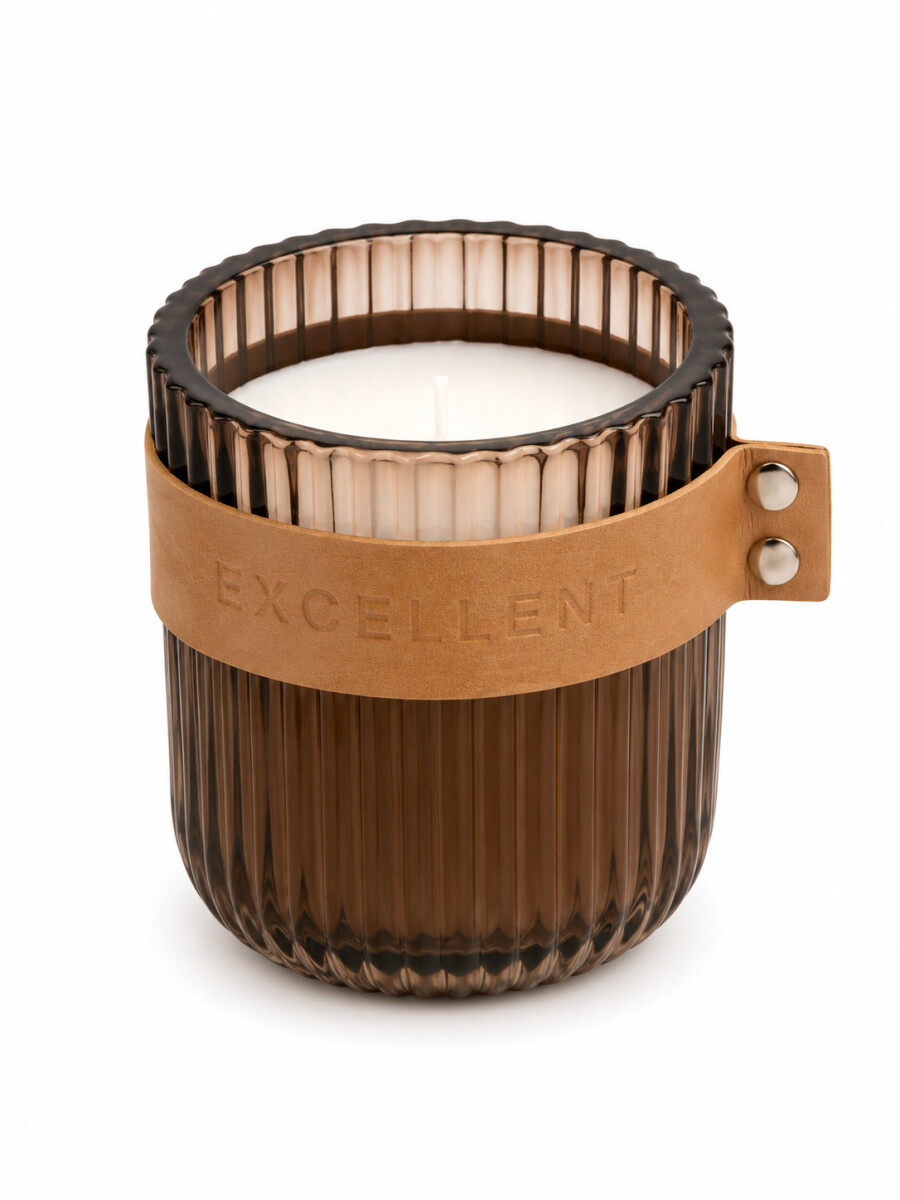 VELA CON RECIPIENTE DE VIDRIO - MARRON 